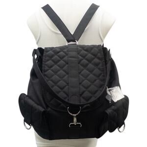 New Travelon Backpack Convertible Drawstring Shoulder Bag Black Daypack Quilted